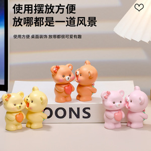 Figura de oso de peluche de resina, bonito adorno de escritorio, regalo para aliviar el estrés, decoración de oficina - Product Image 4