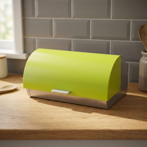 Boîte à pain en acier inoxydable vert lime, couvercle rabattable moderne, résistante à la rouille, récipient de stockage alimentaire pour la cuisine - Product Image 4