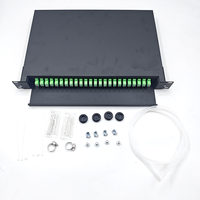 Panel Patch Fiber Optik 24 Port SC APC 1U Rak Mount Sliding ODF Distribution Frame 19 Inch 1U Sliding Fiber Optic Patch Panel