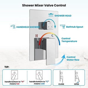 Système <span class=keywords><strong>de</strong></span> douche <span class=keywords><strong>de</strong></span> pluie mural chromé moderne avec douchette à main et bec <span class=keywords><strong>de</strong></span> <span class=keywords><strong>baignoire</strong></span>, mélangeur à poignée unique, SUS304 - Product Image 4