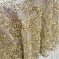 Nappe de table ronde de luxe 120 cm, brodée or, transparente, pour mariage, événement, hôtel, banquet, décoration