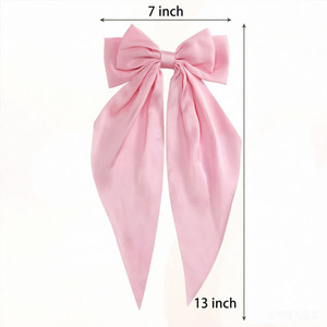 Barrettes à cheveux en satin surdimensionnées, pinces à nœud papillon pour femmes - Pinces à cheveux en satin surdimensionnées à longue queue, pinces à cheveux en métal à nœud papillon pour filles - Product Image 4