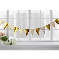 Lot de 12 guirlandes triangulaires en papier doré style INS, 13x18cm, pour mariage