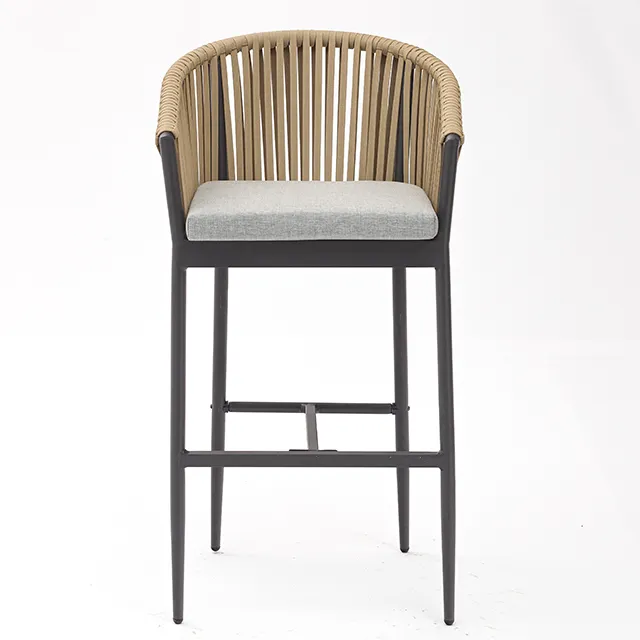 Sgabello da Bar in Rattan intrecciato nero verniciato a polvere sedia grigia 100 pz in metallo moderno e contemporaneo per mobili commerciali