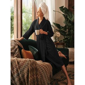 Bata Kimono de Algodón para Mujer, Ligera, Larga, de Punto, Suave, para Dormir o Estar en Casa, Tallas S a 3XL - Product Image 4