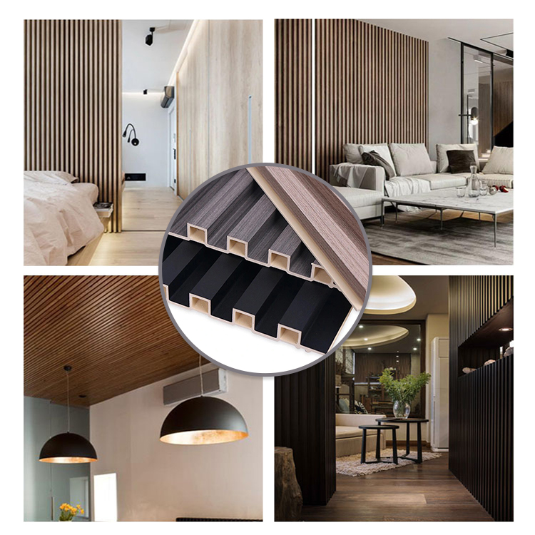 Wooden Grain PVC WPC Wall Panel Fluted Wall Panels WPC 3D Wall Panel