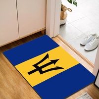 Tapis de sol en caoutchouc polyester avec drapeau national de la Barbade, 40*60 cm, rectangulaire, antidérapant, pour intérieur et extérieur