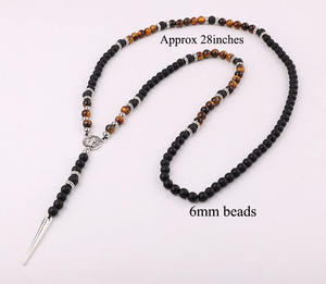 Di nuovo Modo di Pietra Naturale Matte Onyx Occhio di Tigre Turchese Ematite <span class=keywords><strong>Perline</strong></span> Fatti A Mano <span class=keywords><strong>Collana</strong></span> Lunga Da <span class=keywords><strong>Uomo</strong></span> 28 pollici - Product Image 3