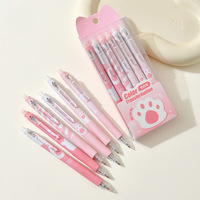 Ensemble de stylos à encre liquide effaçable Chenxi Patte de Chat, impression personnalisée, 6 carnets souples, écriture 0,5 mm, facile à effacer