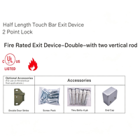 Dispositif de sortie à barre poussoir en acier inoxydable, homologué UL, résistant au feu 3 heures, pour porte simple, matériel de verrouillage anti-panique en métal