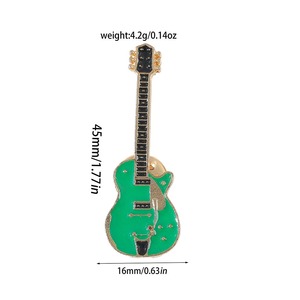 Vintage métal émail guitare <span class=keywords><strong>broche</strong></span> hommes femmes Instrument de musique guitare électrique Badges broches mode personnalité enfants - Product Image 6