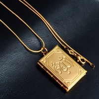 Liontin Allah Totem, Injil Arab, Liontin gaya buku, Kalung Islam, skrip Arab
