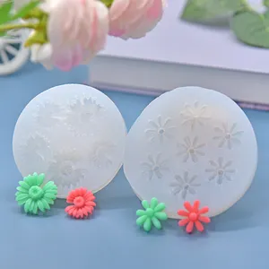 Molde de silicone para bolo fondant em resina epóxi 3D de gesso em forma de margarida e plantas, design por atacado