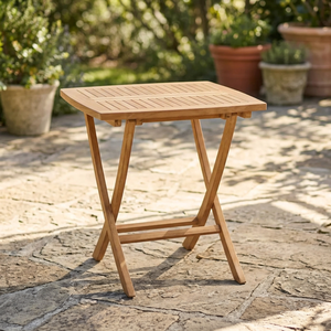Ensemble de table à manger carrée pliable en teck massif, écologique, durable, moderne, assemblé, portable, design gain de place, 4 places - Product Image 4