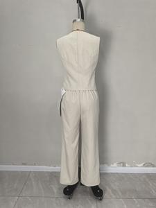 Stile personalizzato manifattura o Logo ODM moda gilet da donna e pantaloni a gamba larga Set di pantaloni eleganti <span class=keywords><strong>Casual</strong></span> <span class=keywords><strong>abbigliamento</strong></span> da lavoro ufficio - Product Image 5