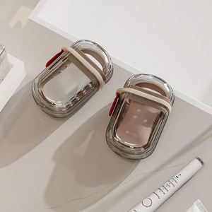 Portable <b>Mini</b> Oval Minimalist Travel Box Light Plastic Bathroom Set With Sealed Drain and Lid for <b>Soap</b> Storage - Product Image 4