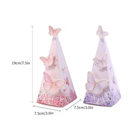 Boîte cadeau personnalisée en forme de papillon 3D pour mariage, boîte d'emballage triangulaire pour bonbons et chocolats, pour fournitures de fête de mariage