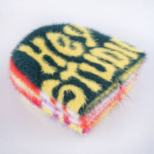 Berretto con cappello con Logo Jacquard in maglia Y2k con cappello in Mohair lungo Fuzzy invernale caldo - Product Image 1