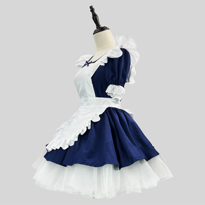 Classic Angel Maid Dress Navy Blue White Tulle Petticoat Cosplay Costume For Anime Role Play - Product Image 3