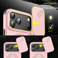 Pour Apple 17ProMax coque de téléphone avec armure Design 360 anneau support lentille fenêtre poussoir pour IPhone17PM pour le commerce extérieur