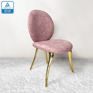 Chaises de salle à manger de luxe en velours avec pieds dorés et pieds en cuivre glamour, ensemble moderne de luxe DC-SOLEIL-01-BOCAS - Product Image 2