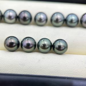 Perles de Tahiti vert paon 9-10 mm parfaitement rondes, perles en vrac, haute brillance, couleur naturelle - Product Image 4