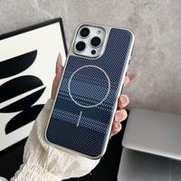 Coque magnétique en fibre de carbone pour iPhone 17 16 15 14 13 Pro Max, directement de l'usine, avec rayures électroplaquées argentées de luxe
