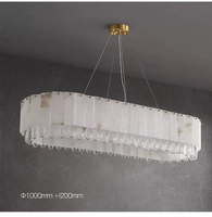 Lustre en travertin espagnol entièrement en cuivre MEEROSEE, style français, luxe léger, double hauteur, pour hall, en onyx et cristal, MD88177