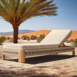 La mejor tumbona duradera de teca, cama de día de madera grande y alta para exteriores, silla de ocio de estilo moderno para uso en el patio - Product Image 2
