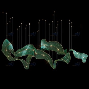 <span class=keywords><strong>Lustre</strong></span> en cristal créatif en forme de <span class=keywords><strong>vague</strong></span> pour centre commercial, hall d'hôtel, salle de banquet, décoration personnalisée, ruban en verre - Product Image 4