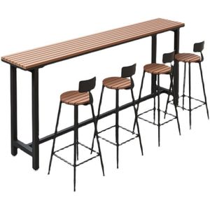 Conjunto de mesa alta para exteriores con tablero de madera y estructura metálica para barra y patio - Product Image 5