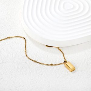 Collar con colgante rectangular de estilo europeo, diseño de estrella de acero inoxidable para mujer, joyería de regalo - Product Image 2