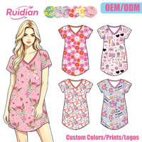 Vente en gros de chemises de nuit pour femmes en bambou, col en V, douces, respirantes, à manches courtes, confortables, pour la maison, vêtements de détente, vêtements de nuit