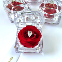 Kotak Cincin Mawar Asli Awet Buatan Tangan - Hadiah Romantis untuk Perhiasan & Anting, Lamaran, Valentine, Natal, Wisuda