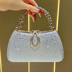 Nouvelle arrivée, sac à main de luxe pour femmes, classique, avec diamants, entièrement en strass, en polyester, avec chaîne, fermeture magnétique, 1L, ovale - Product Image 1