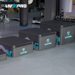 LIVEPRO Gym Training Sit-ups Safe Soft Plyometric Jump Box Plyo Soft Box Four Level Stackable Jump Box