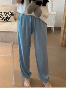 Summer Thin Fairy Style Lounge Pants Comfortable Solid Color Sleep Bottoms for Women - Product Image 4