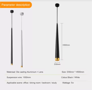 Lampade a sospensione a LED a tubo lungo lampada a sospensione illuminazione cucina isola dimmerabile sala da pranzo Bar 5W 7W 50 alluminio 24 110 - Product Image 6