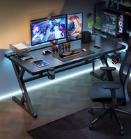 Bureau d'ordinateur en bois pour jeux vidéo, bureau réglable avec support de bras mécanique pour le bureau à domicile
