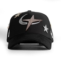 Tersedia Pengiriman Cepat Topi Baseball 5 Panel Original Lapisan Satin Hitam Model A-Frame Sporty Barbas dengan Logo Bordir