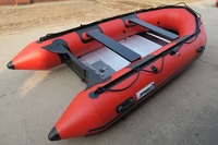 Bateau de pêche gonflable rouge, en caoutchouc, avec moteur de hors-bord, a360