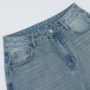 Pantalon en jean droit ample pour femme - Confortable pour l'été, coupe large, bleu clair, vente en gros - Product Image 3