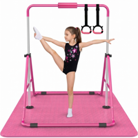Set de Entrenamiento de Gimnasia para Niños Pequeños con Anillas y Barras de Monopatín, Altura Ajustable, Base Segura y Estable para Área de Juego Interior en Casa