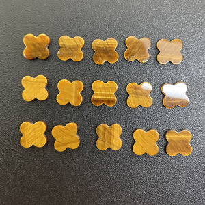 Trébol de Cuatro Hojas Amarillo de Alta Calidad, Ojo de Tigre Natural de 12x12mm para Joyerí<span class=keywords><strong>a</strong></span> - Product Image 4