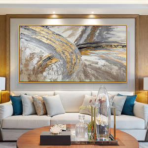 Decorazione Casa Personalizzata, Dipinto a Olio su Tela Astratto con Foglia d'Oro 100% Dipinto a Mano, Grande Formato, Arte Moderna da Parete - Product Image 1