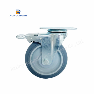 Mittelschwere Lenk rolle mit Doppel lager für wagen graue TPR-Rad rollen mittlerer Beans pru chung mit Bremse - Product Image 6