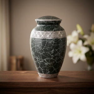 Aluminum Cremation Urn Metal Memorial Urn for Ashes for Funeral Use - Indian Home Crafts - Product Image 3