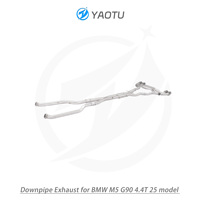 YT knalpot aliran tinggi Downpipe untuk BMW M5 G90 4.4T 2024 + suku cadang boneka otomatis baja tahan karat