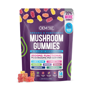 OEM Muestra gratis Orgánica Vegana Lions Mane Mushroom Gummies Nootrópico Cerebro para la memoria y el enfoque Suplemento nutricional - Product Image 1