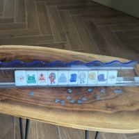 Jeu de Mahjong Américain Standard 160 Pièces avec Motif Chat et Pelotes de Fil, Ensemble de Jeu de Société avec Supports, Tapis et Boîtes de Rangement en Option